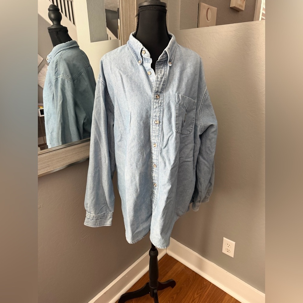 VTG 90s Hunt Club denim shirt embroidered crest size XL